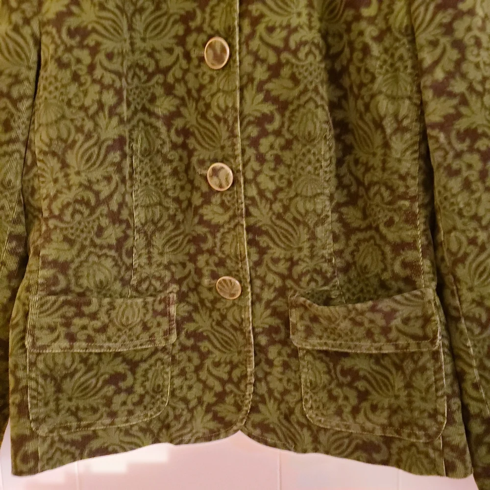 Talbots Women Jacket Size 6 Green Brown Soft Velvet Corduroy Cotton Spandex Blnd - Picture 7 of 12
